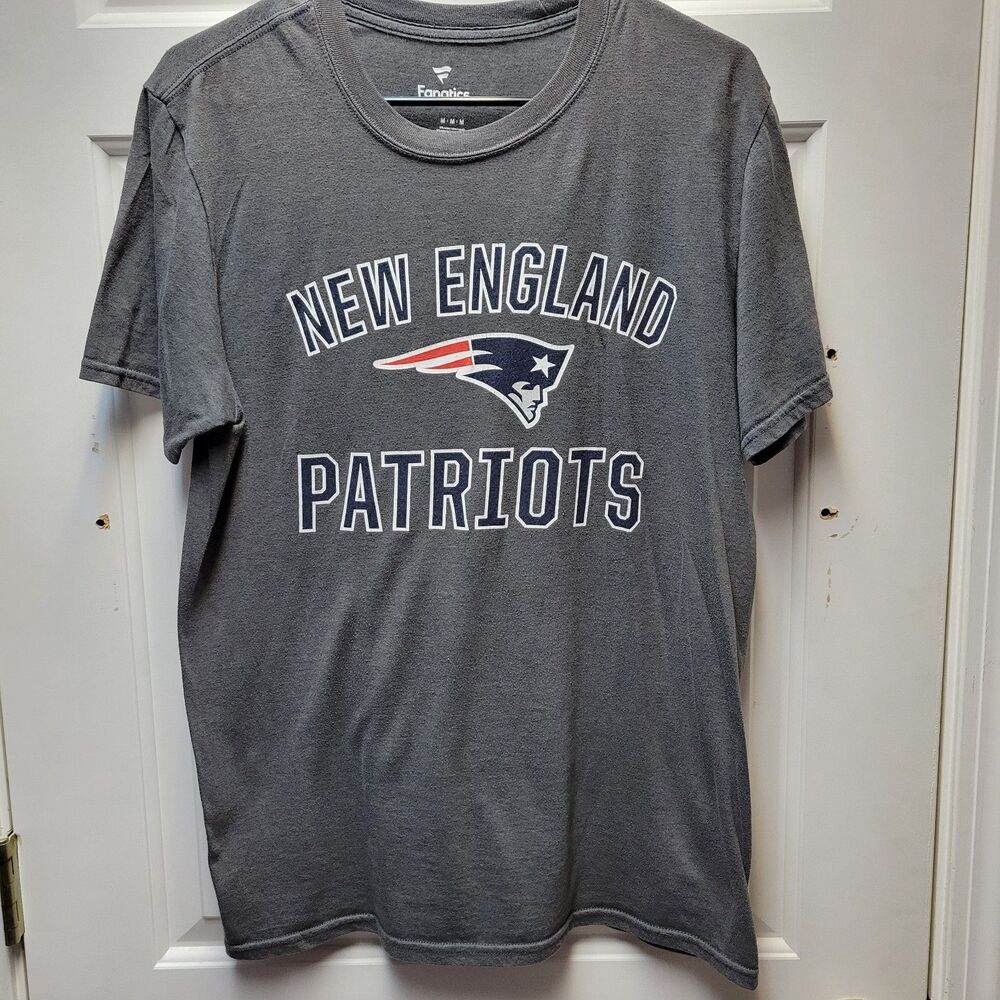 New England Patriots T Shirt Men's Medium Fanatics Gray NFL Football